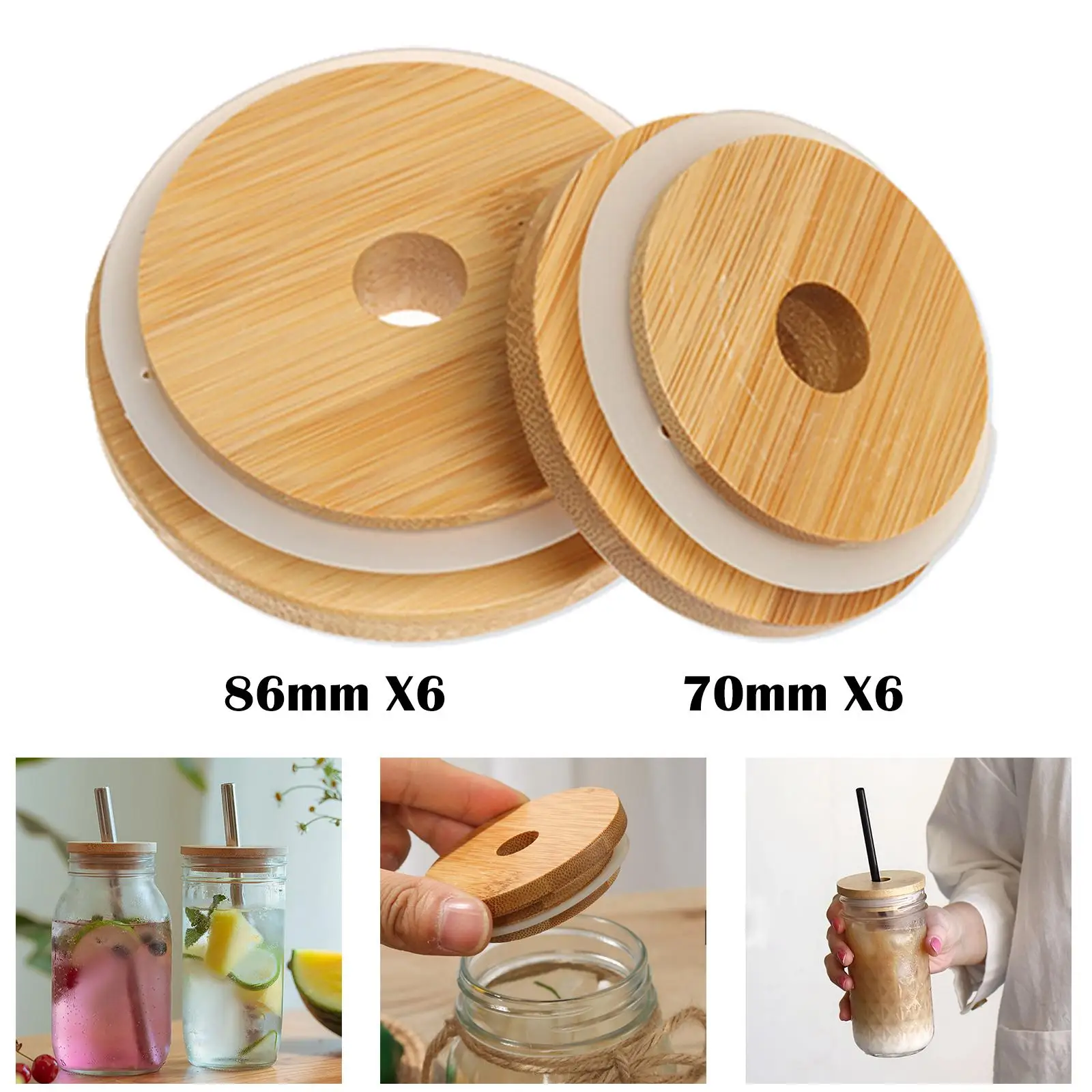 Can Lids 6 Pieces Compatible with Straw Hole Reusable Mugs Cup Covers Food Storage Cover for Canister