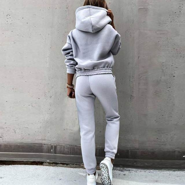 Autumn Winter Streetwear Women Joggers 2 Piece Sets Hooded Sweatshirt Pants  Two Piece Set Tracksuit Fleece Outfits Sweatpants - Price history & Review, AliExpress Seller - PINK_POPCORN Store