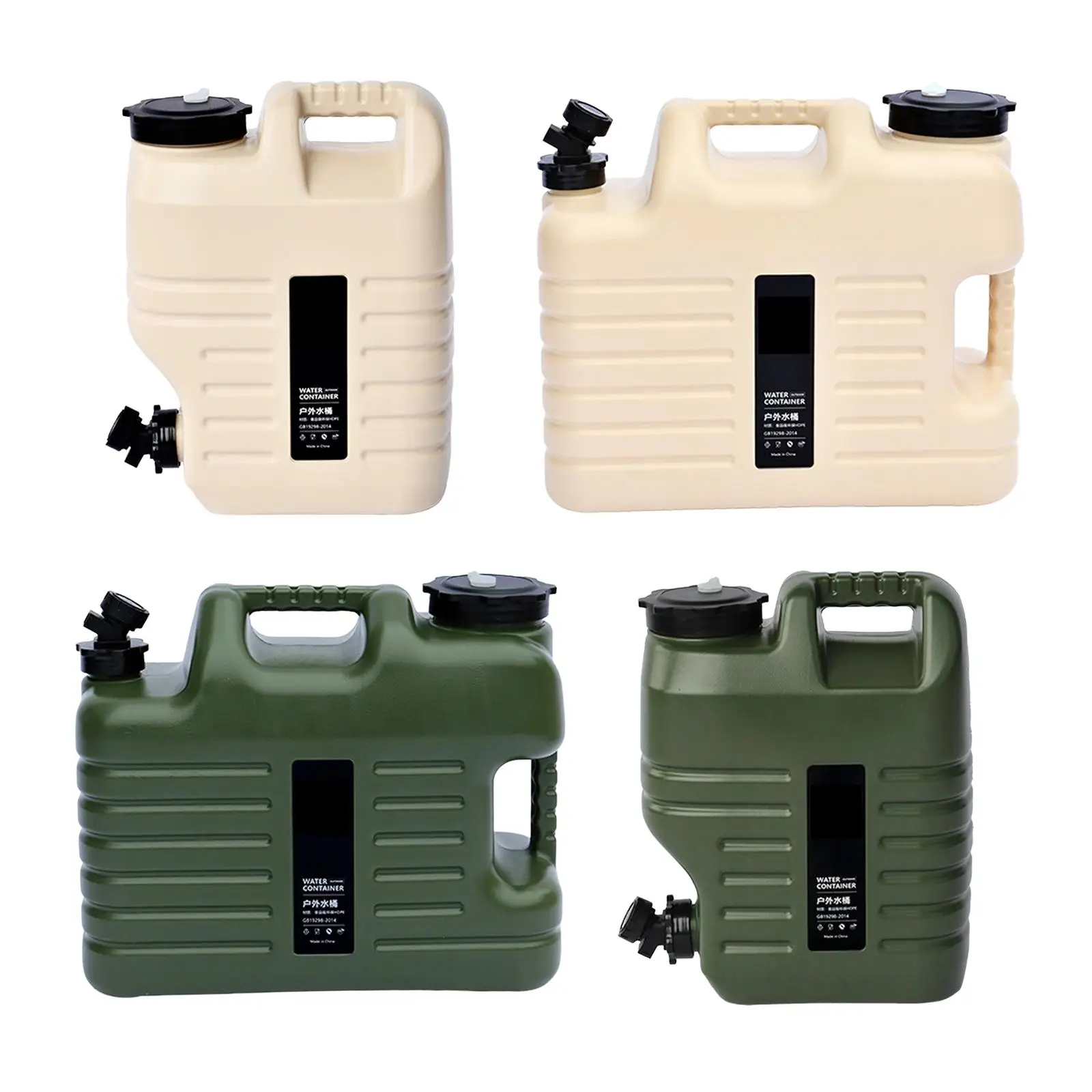 Water Storage Carrier with Faucet Drink Dispenser Water Container Large Capacity Water Jug for BBQ Survival Backpack Reservoir