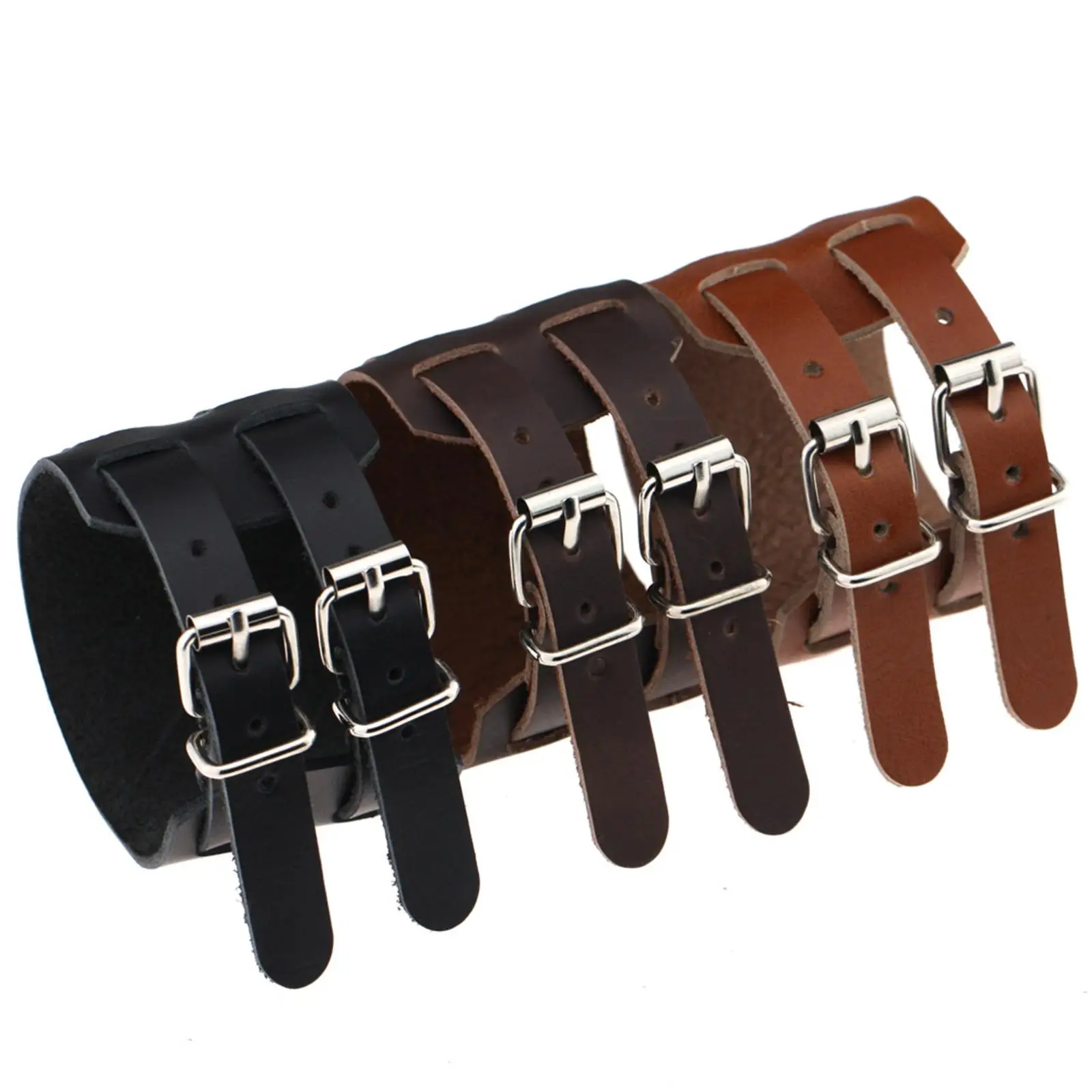 PU Leather Wristband Punk Fashion Gifts Wide Vintage Design Handmade Bracelet for Sportswear Grandpa Father Friend Son