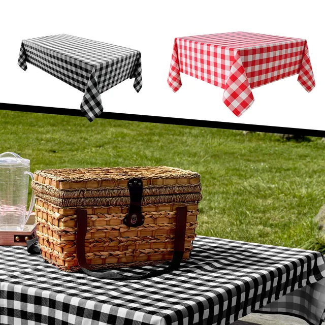 LIUYI Estilo rural simples e generoso toalha de mesa de jantar em casa  restaurante retangular/redondo piquenique xadrez pano toalha de mesa xadrez  vermelha (cor: 1, tamanho: quadrado 140x140cm)