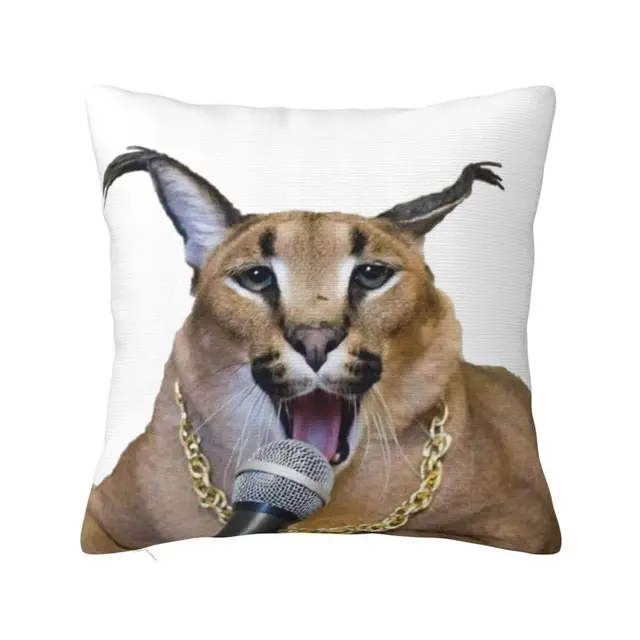 Grande floppa meme gato fronha de algodão linho lance travesseiro caso  engraçado kawaii caracal capa de almofada para sala estar sofá chiar