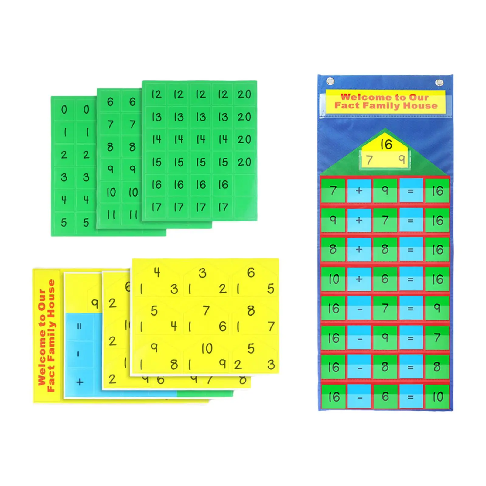 Math Calendar Classroom Pocket Chart, Teaching Materials Hanging Bag for Number Activities