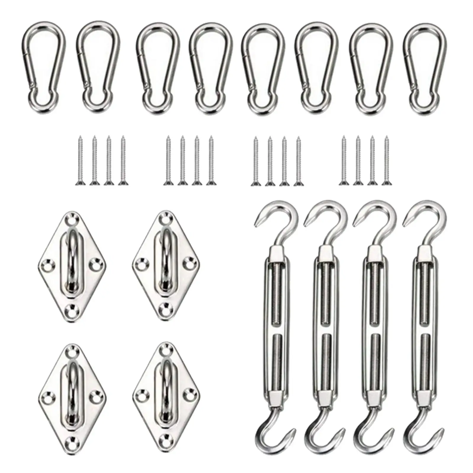 Shade Sail Hardware Kit Pad Eyes Screws Snap Hooks Carabiner Installation for Outdoor Garden Patio Rectangle Shade Sail Canopy