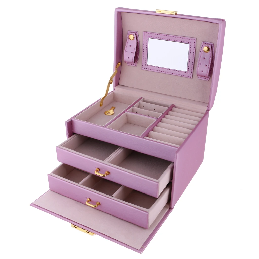 Portable PU Jewellery Box Beauty Case Holder Storage Organizer