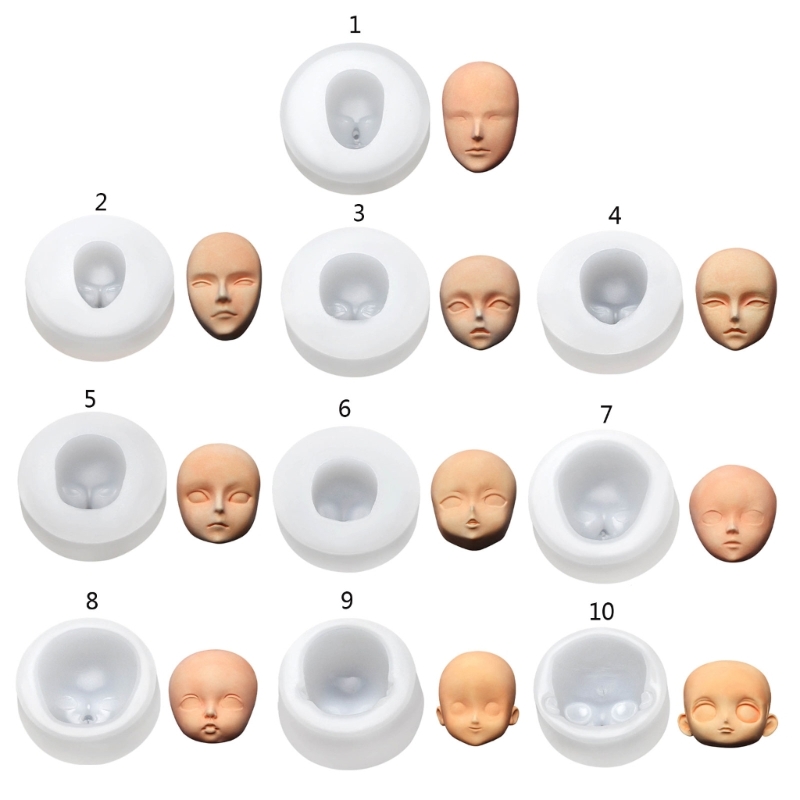 Description Picture 2 of item448B Baby Shower Fondant Cake Mould Clay Soap Resin Chocolate Mold Dolls Head Face Mould, Silicone  Baby Head Moulds