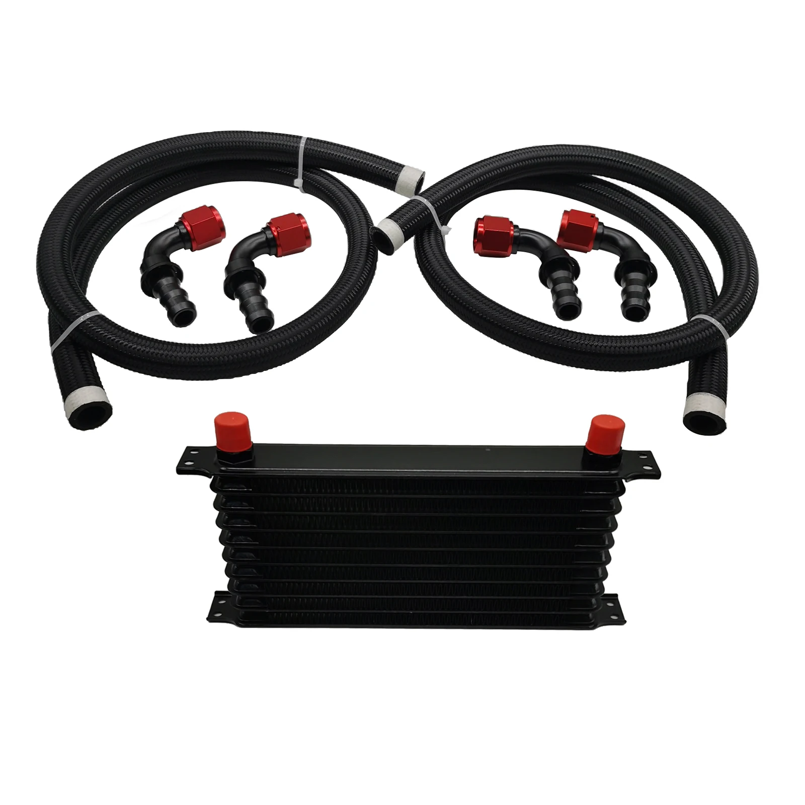 AN10 Oil Cooler Coolers Engine Transmission Radiator Hose Kit Reducing Coolant Temperature Black AUTO Part