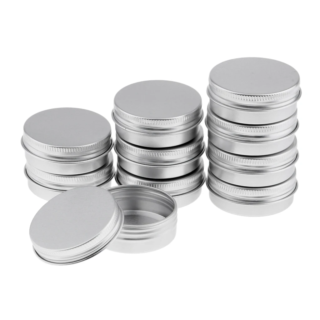  10 Pack Aluminum Tin Cans, Empty Round Tin Jar Pot Cosmetic  Screwtop Lid Cover
