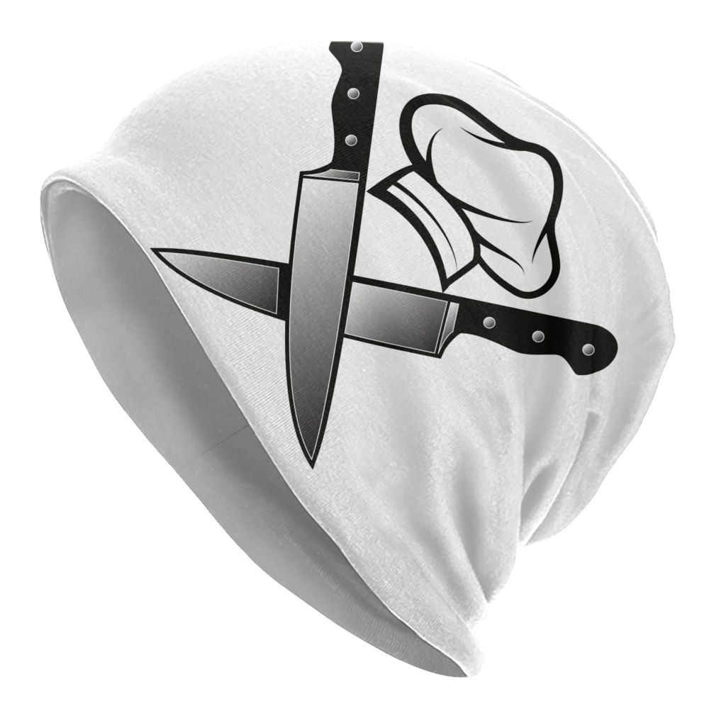 Benutzerdefinierte lustige Kochen Schädel Messer Chef Motorhaube Hut Stricken Hüte Männer Frauen Mode Unisex Erwachsene Winter warme Mützen Kappe – Detail 1