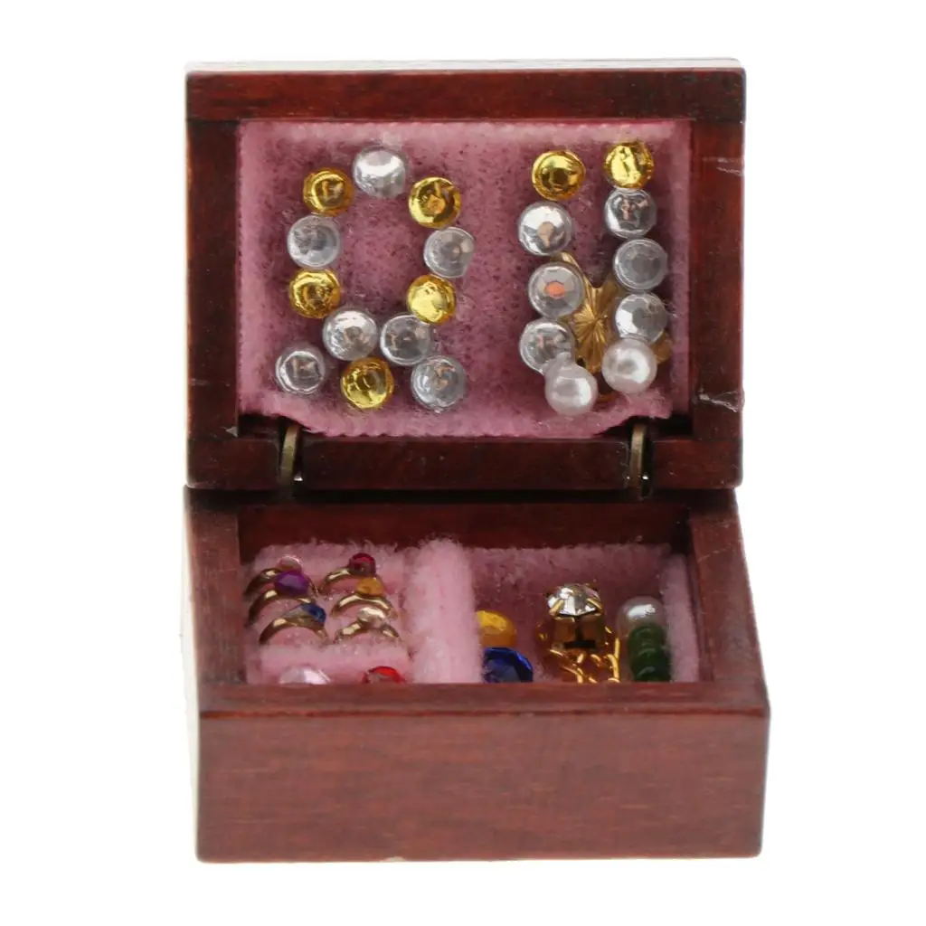 1/12 Miniature Jewelry Case Dresser Scene Decoration Photo Props Accessory