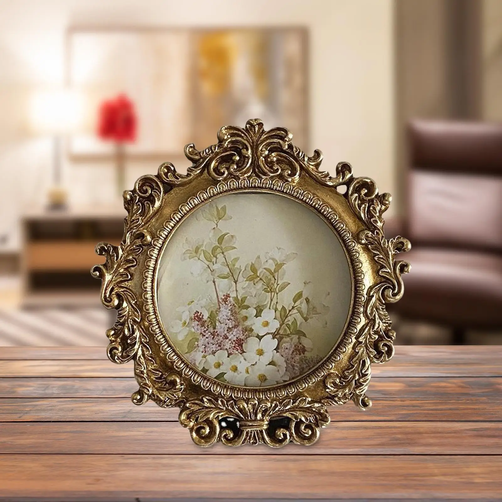 Vintage Style Photo Frame Picture Holder Embossed Tabletop Wall Hanging Ornate for Banquet Living Room Hallway Decoration Gift