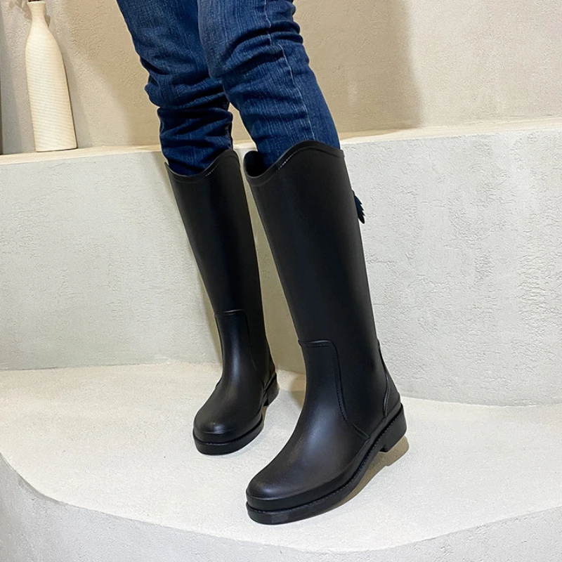 High Rubber Boots  Women’s Waterproof Work Garden Galoshes Female womens Rain Shoes Footwear for woman in black