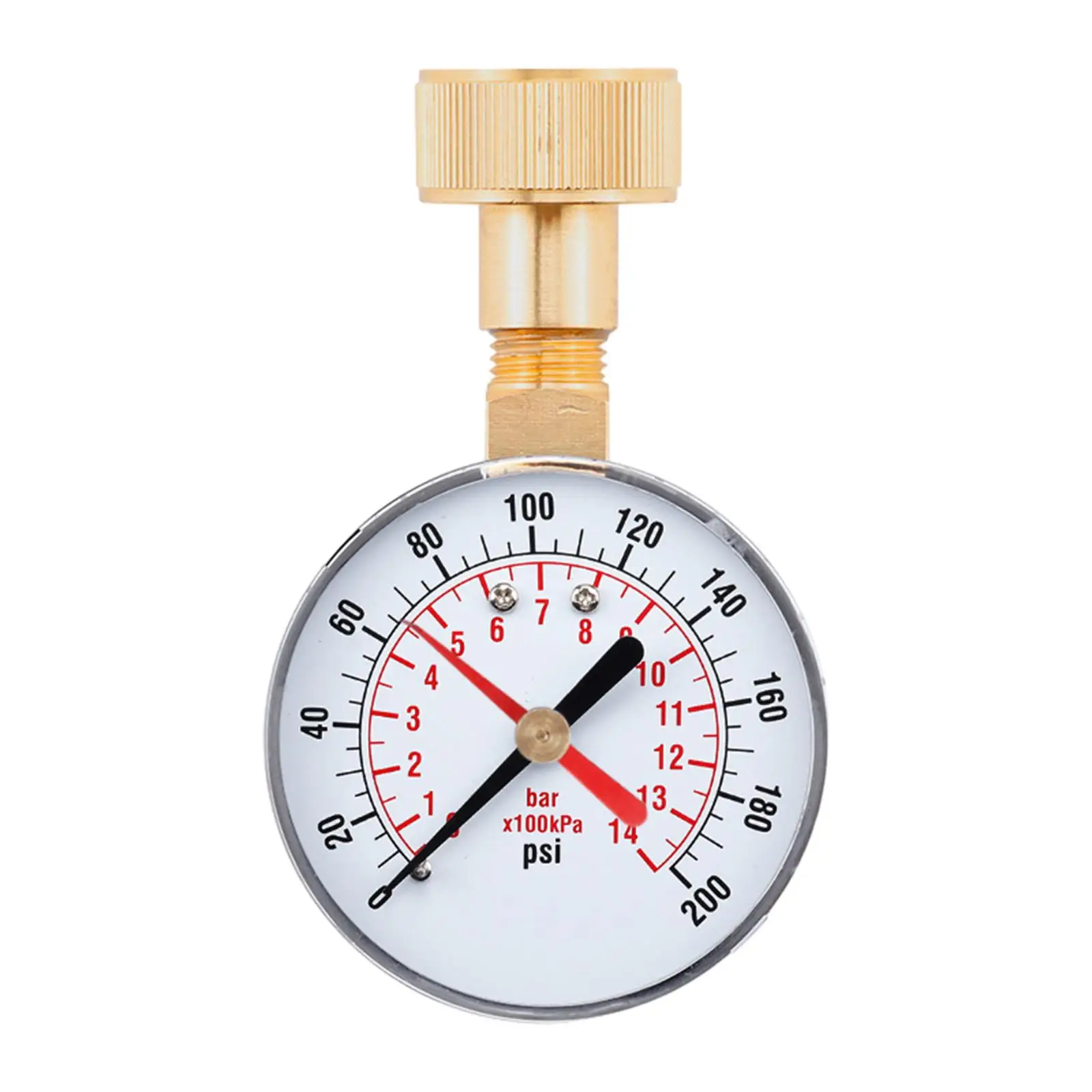 Pressure Gauge Durable Female Hose Thread Easy to Read Industrial with Red Pointer Metal Case Reliable Gas Fuel Water Test Gauge