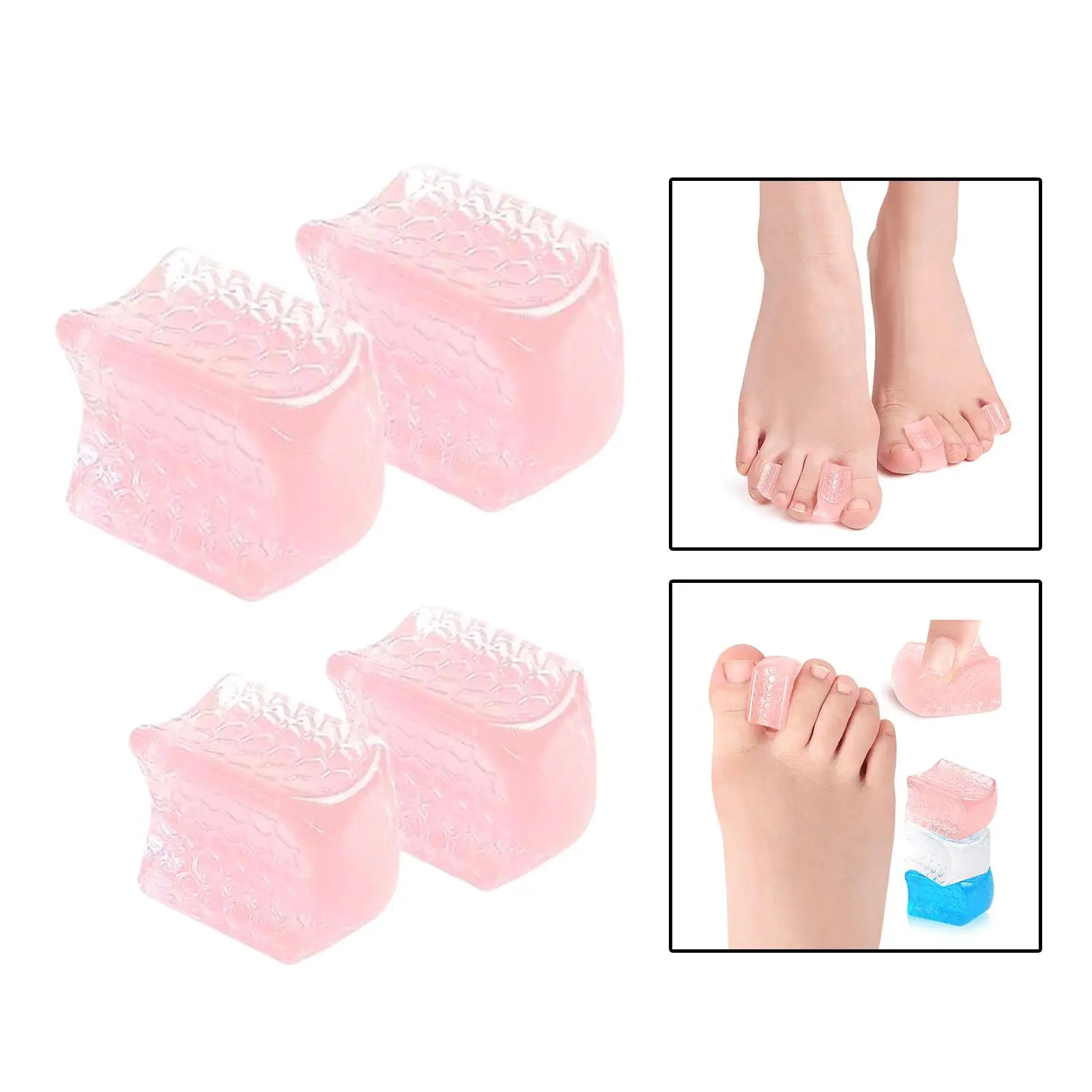 4 Pieces Silicone Toe Separators Stretcher Cushions Corrector Protector Washable Reusable Easy to Clean Separate Overlapping Toe