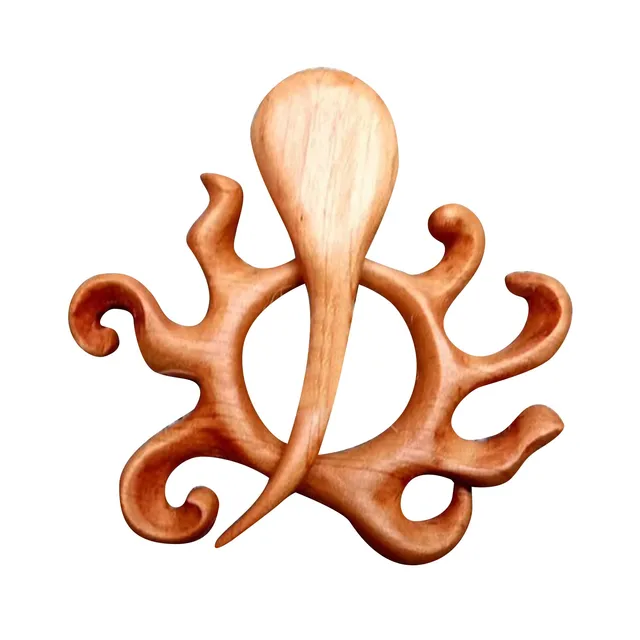Creative Wooden Shawl Pin Brooch Decoration Scarf Pin Ornament