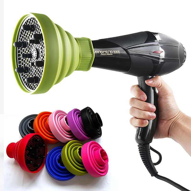 Difusor universal de silicona para rizos de cabello, color sólido, secador de cabello rizado, adecuado para herramientas de peinado de 4-5 cm._voghion.com
