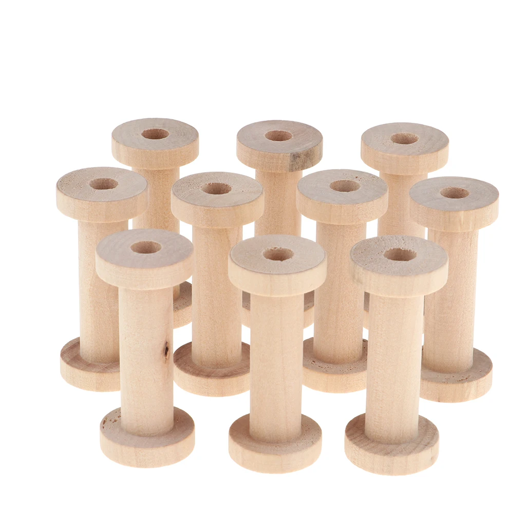  Pieces Wooden Spools for Arts and Crafts Black(B Size)/(B Size)