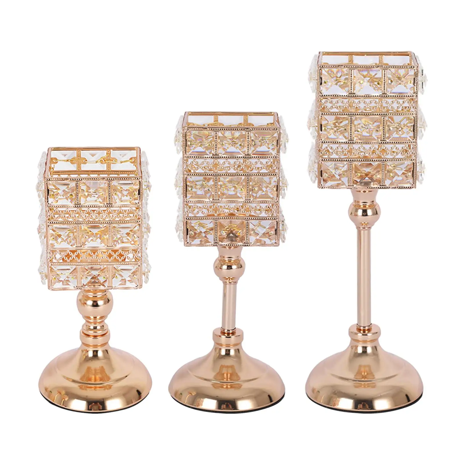  Holder Embellishment Tealight Holder ,Metal Crystal Candlestick Candelabra for home and hotel Tabletop Holiday Decoration