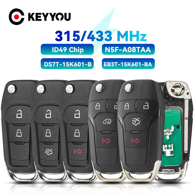 2-Pack Replacement Flip Key Fob For 2013-2016 Ford Fusion - FCC ID N5F-A08TAA, Uncut Blade, Requires Programming 6 thumbnail image