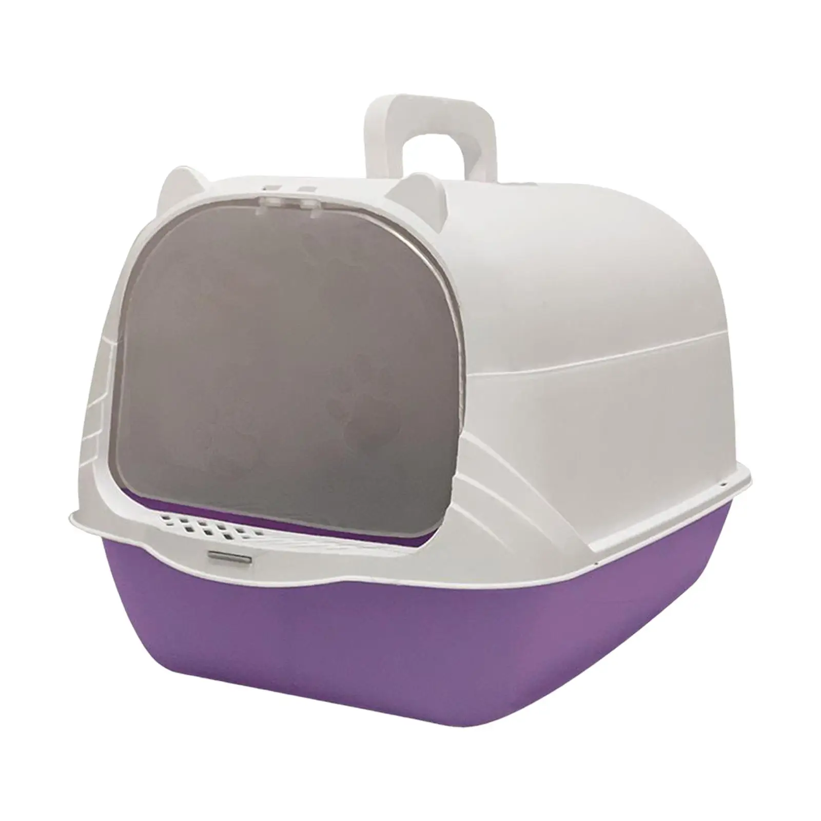 Hooded Kitty Litter Tray Handle Odor Control Easy Tidy Litter Tray