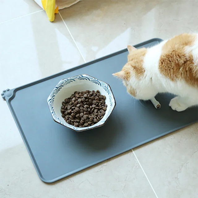 Dog Cat Pet Food Mat Dog Feeding Mat for Food and Water Silicone Dog Dish  Mats for Floors Waterproof Slip Dog Bowl Mat--Grey - AliExpress