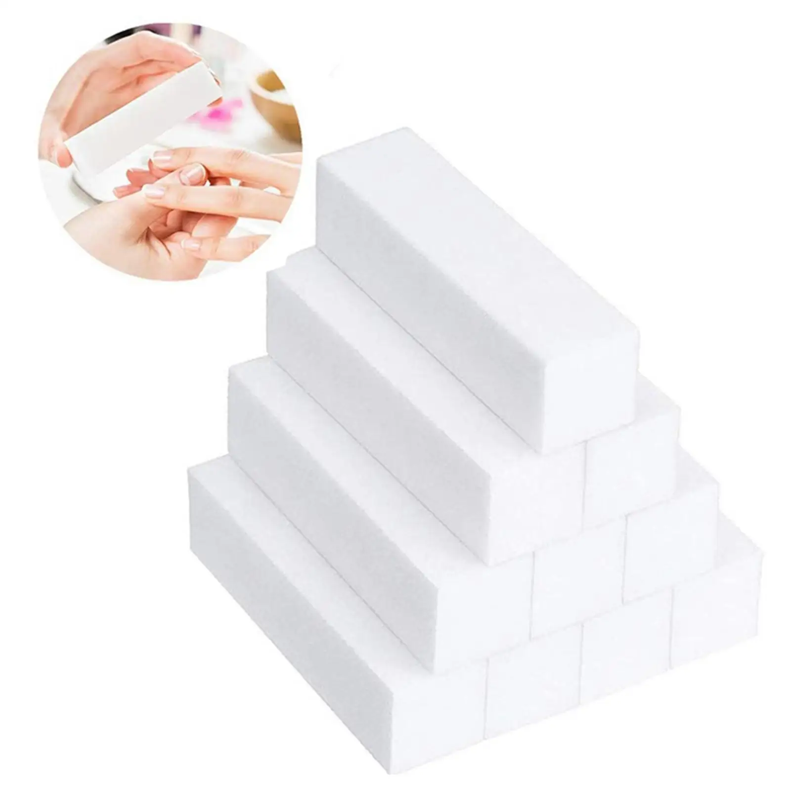 10 Pieces Nail Buffer Block Fingernails White Polisher for Manicure 