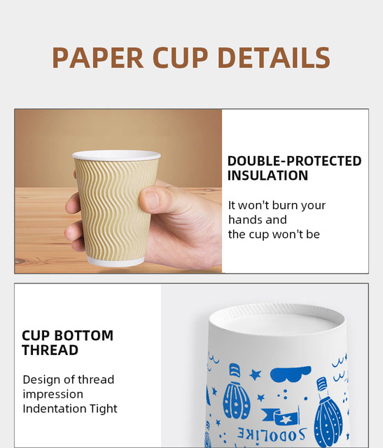 Dropship 50PCS 8oz 12oz 16oz Custom Printed Eco Friendly Triple Ripple Wall  Cup 3 Layer Disposable Hot Drink Coffee Paper Cups to Sell Online at a  Lower Price