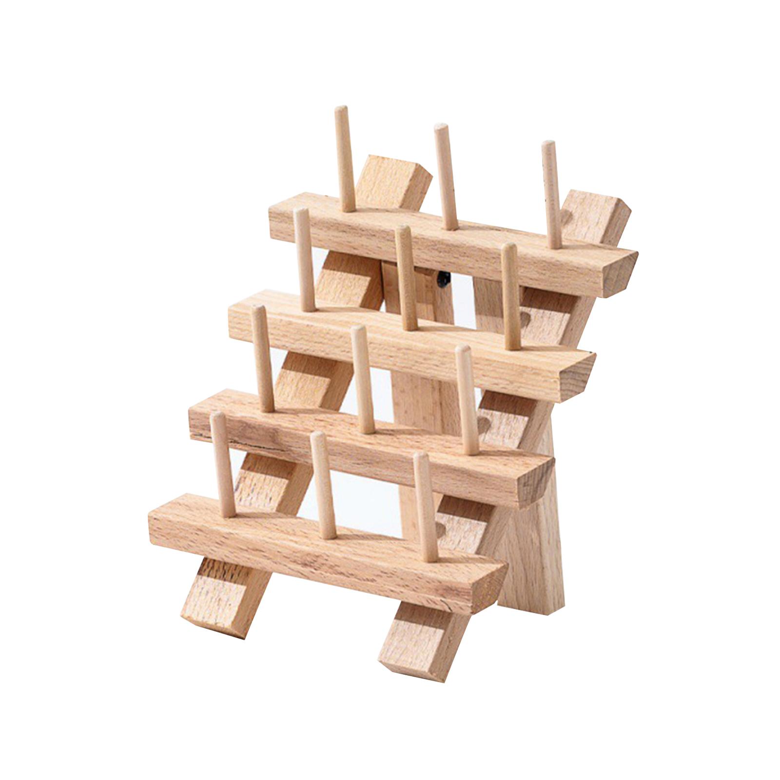 Sewing Thread Rack Holder Shelf Wooden Spool Rack for Jewelry Embroidery Hobbyists Thread Organizing Braid Knitting Tailors