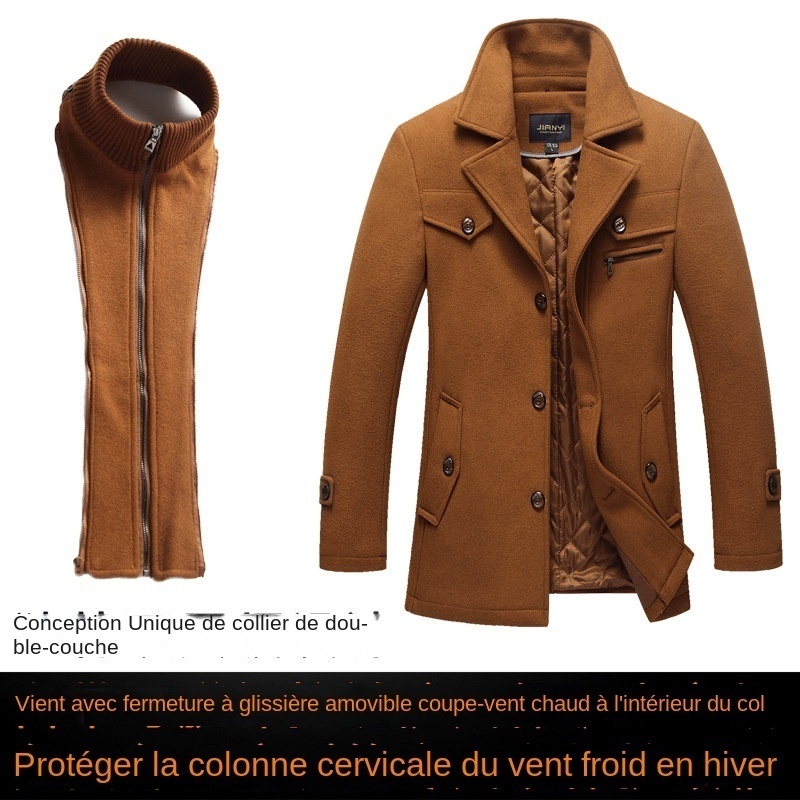 Blazer Décontracté Homme En Laine Mélangée - Automne-hiver - Coupe Ajustée, Un Bouton, Poches