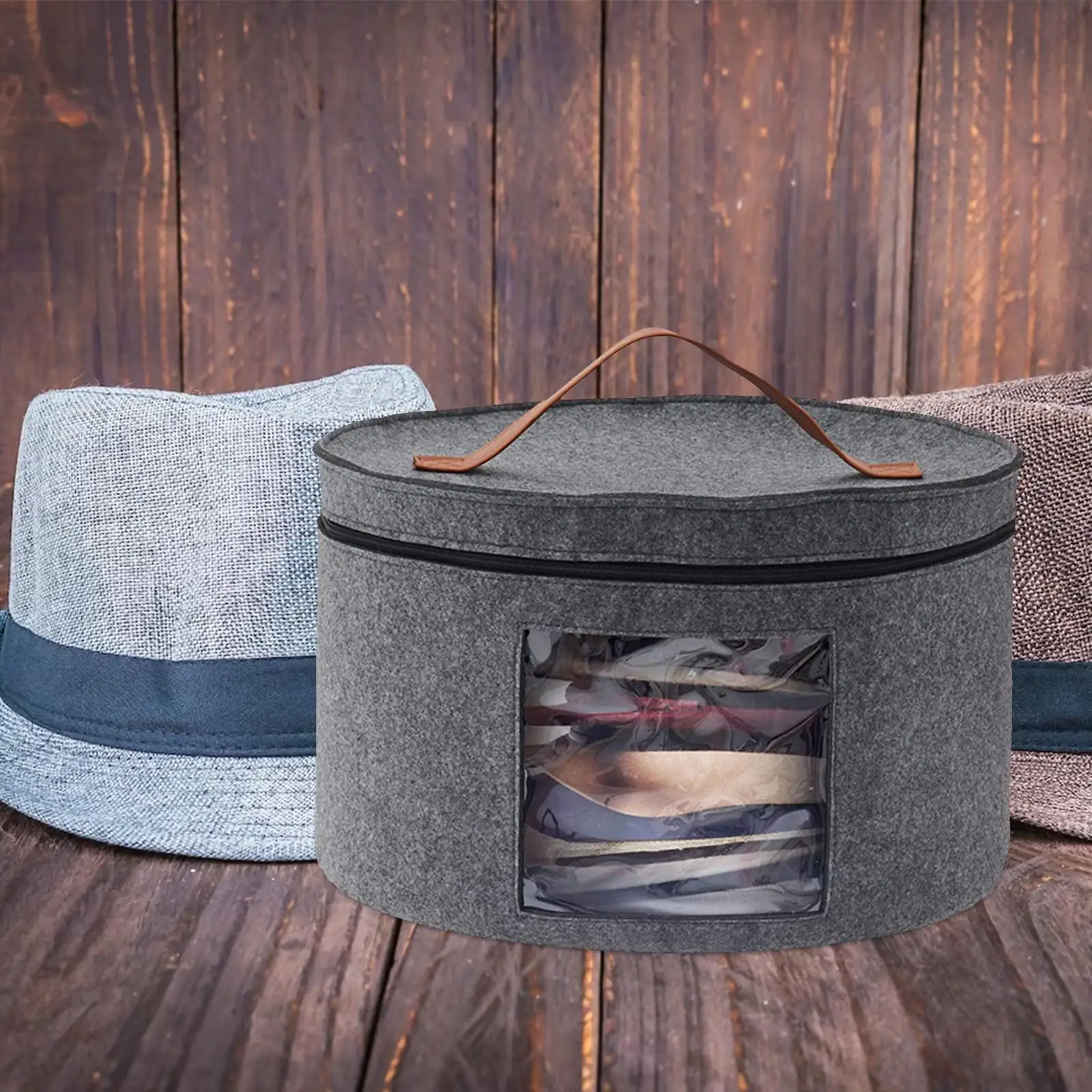 Hat Box with Dustproof Lid Hat Storage Box Round Brim Hats Organizer for Hats Living Room Closet Office Clothes