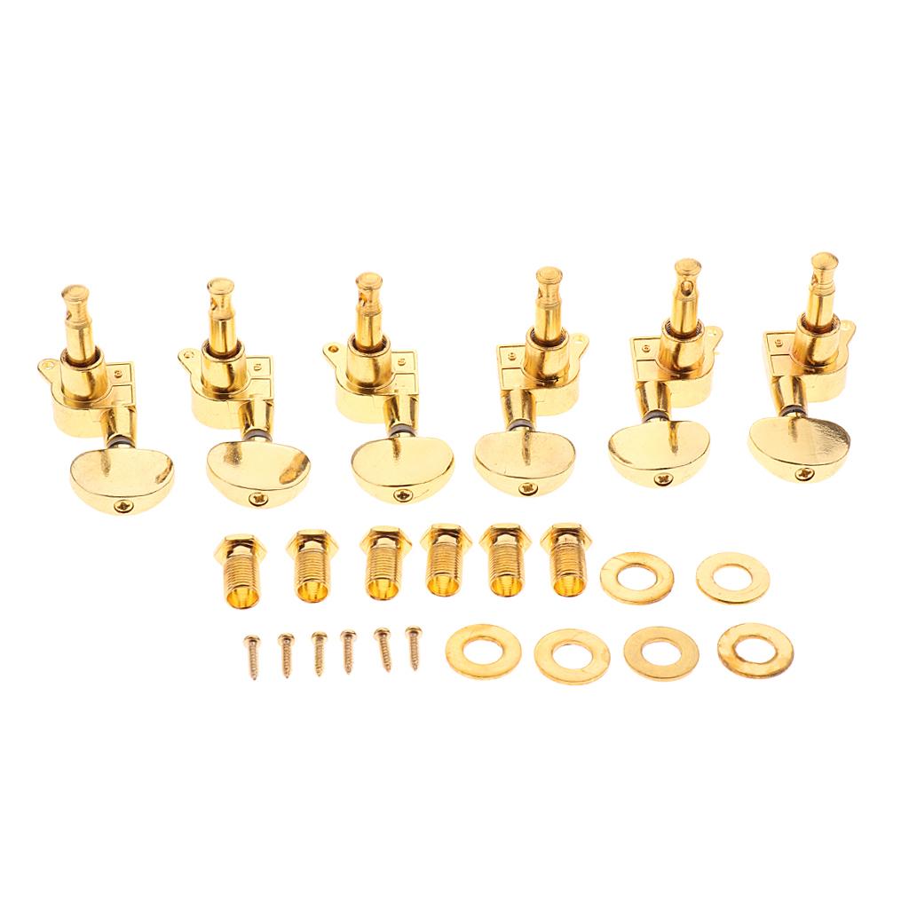 Gold Acoustic Guitar Mechanics 3R3L Tuner Tuning Peg Half Round Button