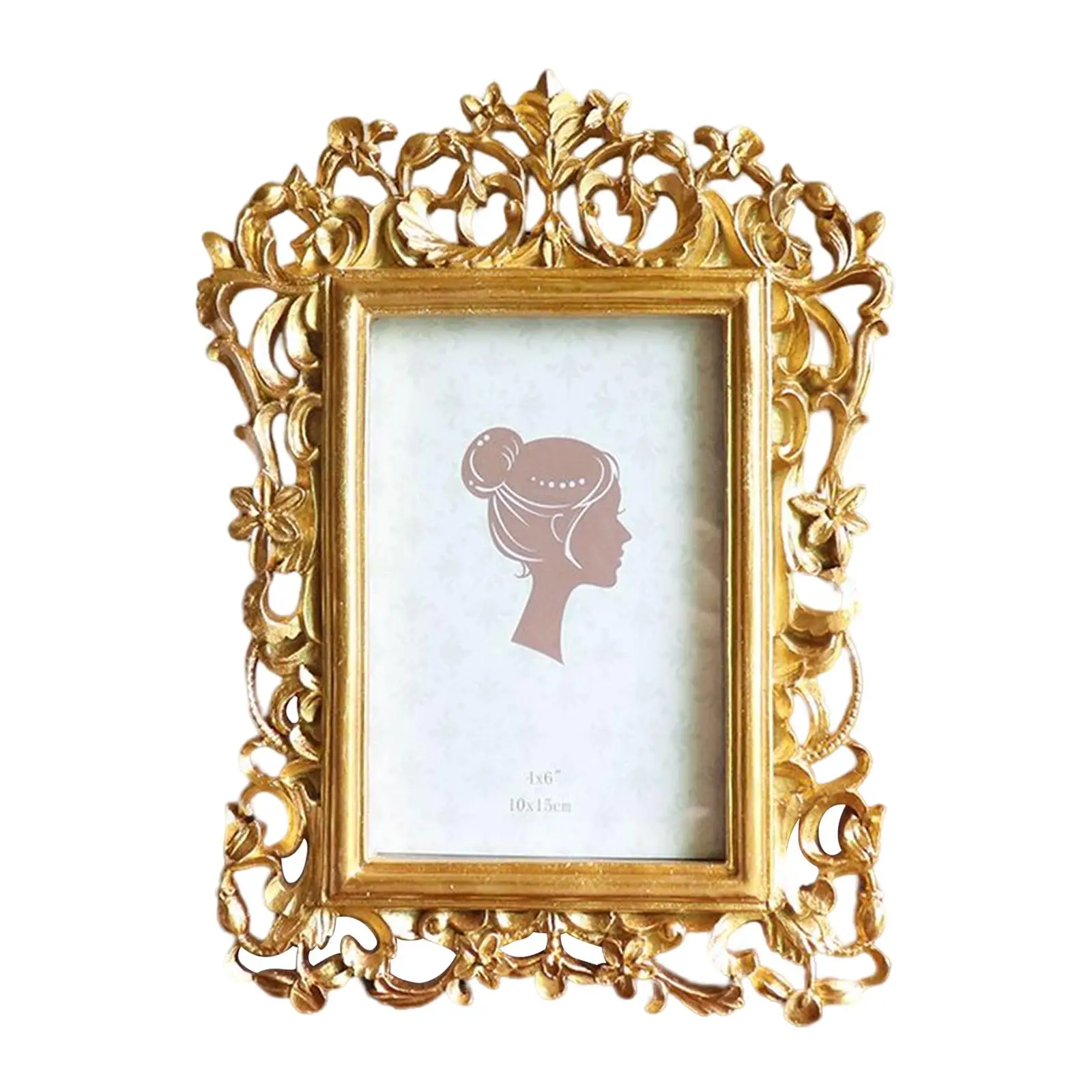 European Style Antique Gold Resin Photo Frame Wall Mounting for 4x6inch Picture, Attractive Look Luxury Decoration Elegant