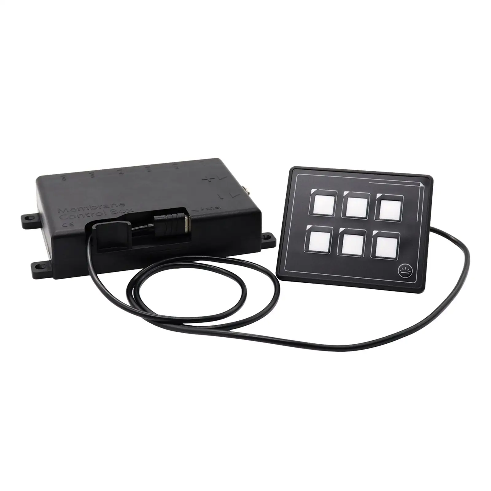 6 Pin Film Button Touch Screen LED Switch Panel, Waterproof W/USB Cable & Membrane Control Box Built in Pptc for Truck RV