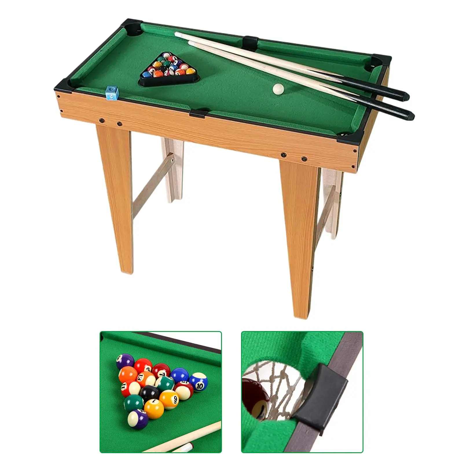 Pool Table Set Home Office Use Board Games Interaction Toys Wooden 15 Colorful