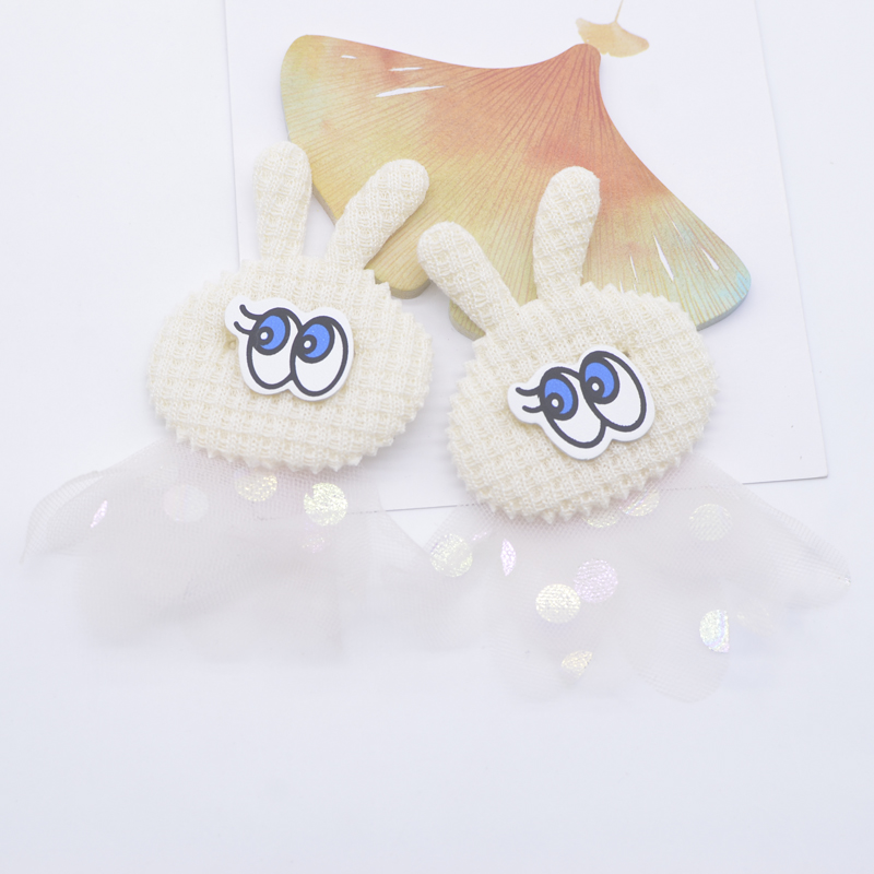 10 Stücke 6*9 cm Kawaii Gepolsterte Kaninchen mit Mesh-Applikationen für DIY Kleidung Hut Nähen Patches Kopfbedeckung Haarspangen Dekor Zubehör – Detail 4