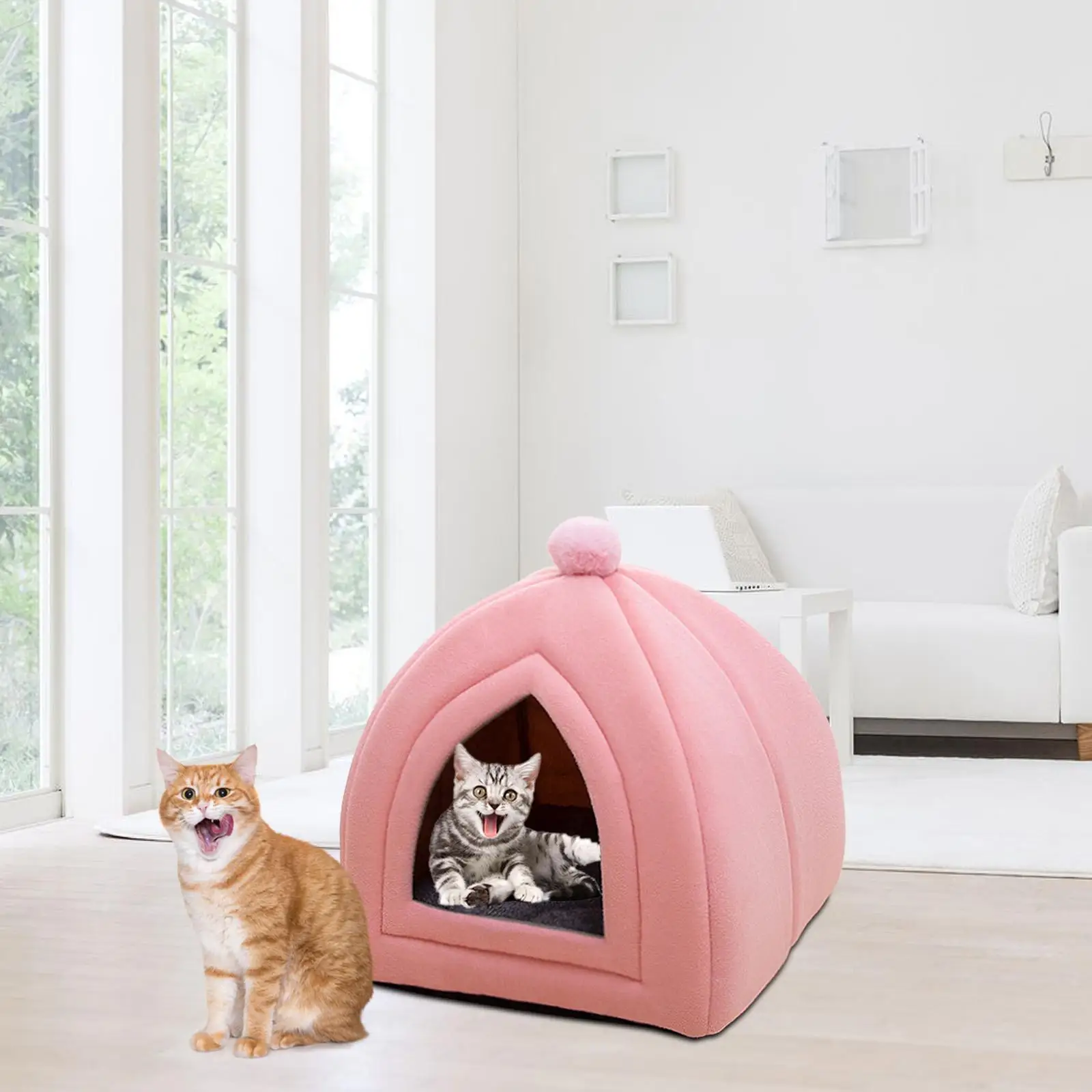 Comfortable Pet Cat Bed Puppy Kennel Washable Winter Warm Soft Cave Pet Supplies
