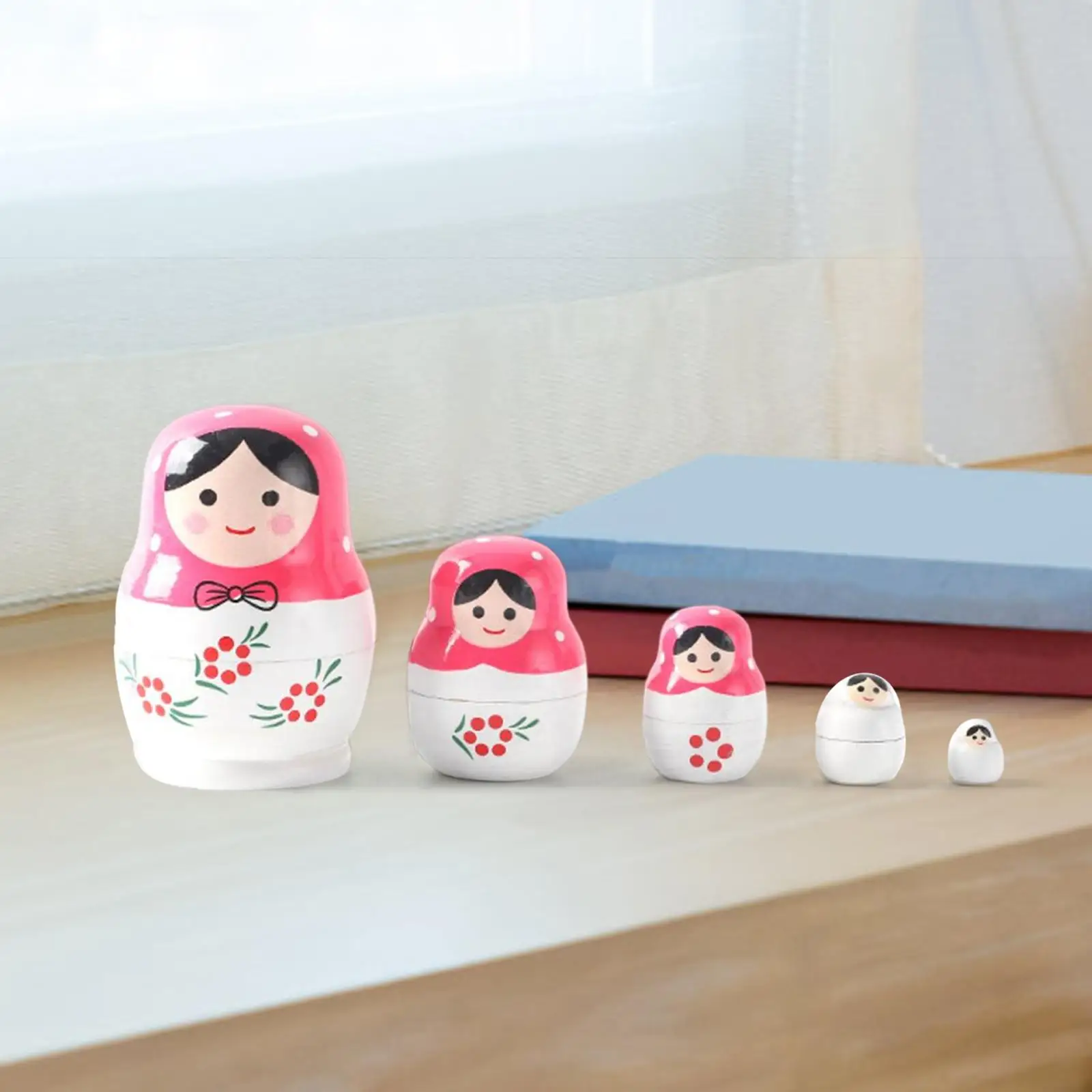 5 Pieces Wood Russian Nesting Dolls Nested Toy Handmade Matryoshka Dolls for Halloween Desktop Office Decor Birthday Gift