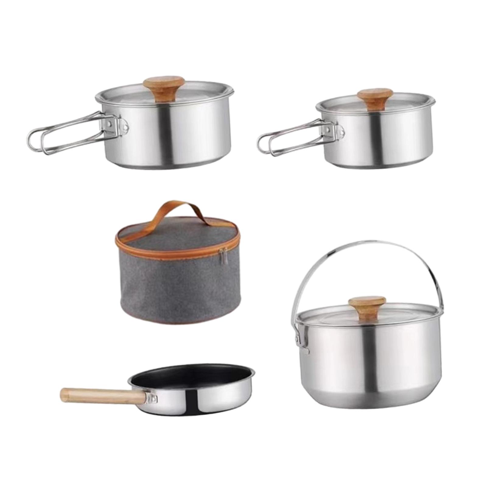 Camping Cookware Kit Tableware Lightweight Stainless Steel Cooking Set