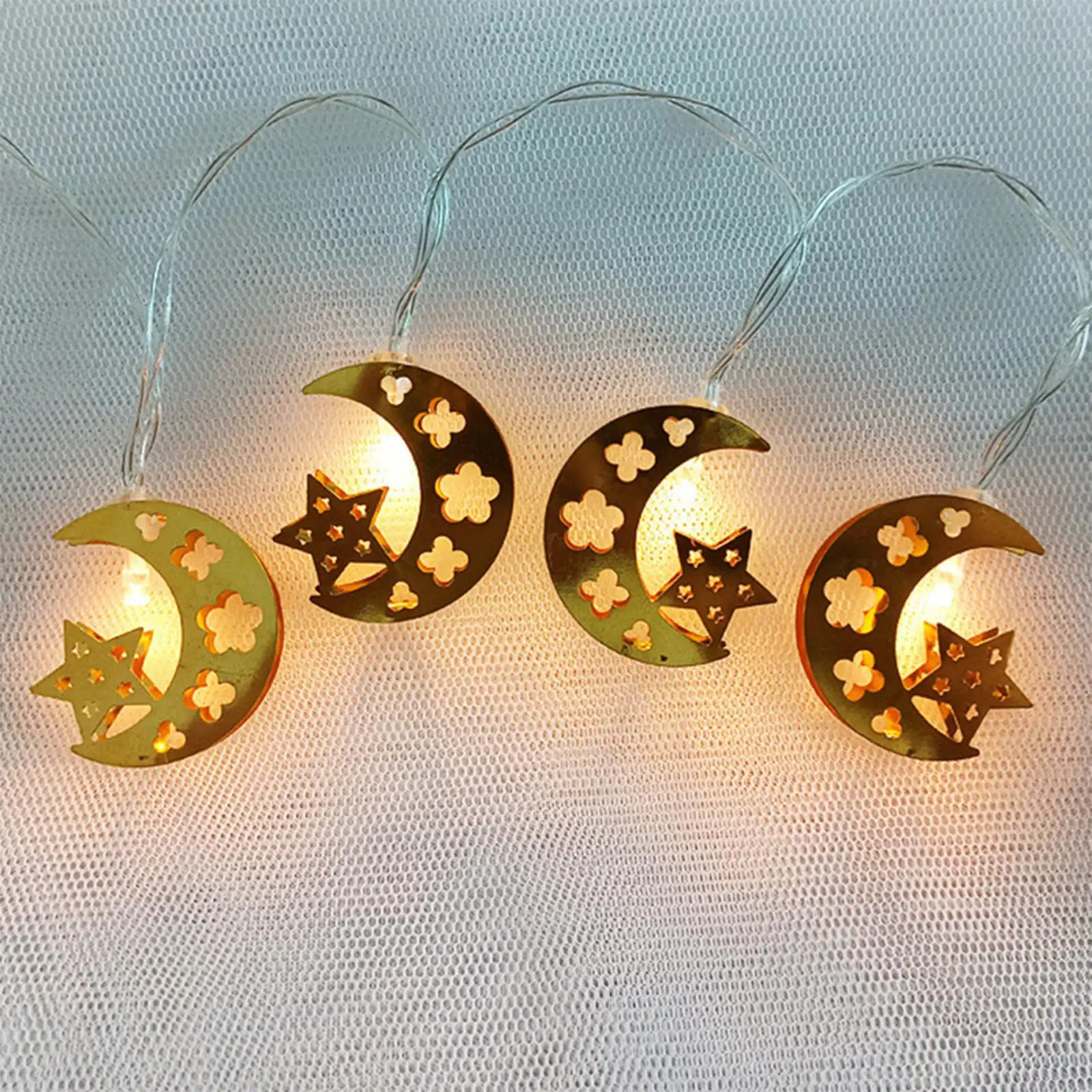 20 LED Eid String Lights Eid Mubarak Decoration Moon Star LED String Lights for