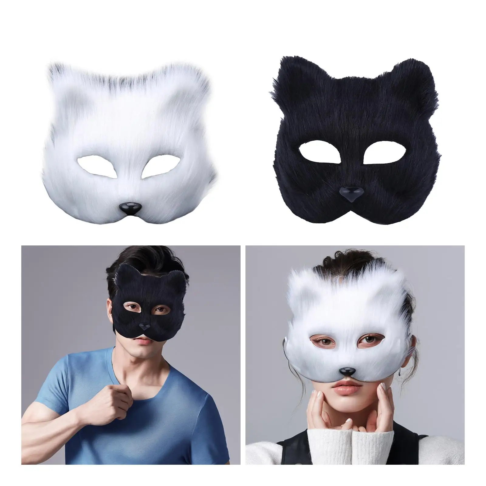Furry Fox Mask Dress up Holiday Mardi Gras Mask Decoration Club Prom Mask Stage Performance Roles Play Funny Fox Halloween Mask