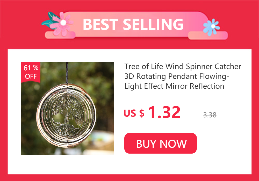 Tree of Life Wind Spinner Catcher 3D Rotating Pendant Flowing-Light Effect Mirror Reflection Design Garden Outdoor Hanging Decor