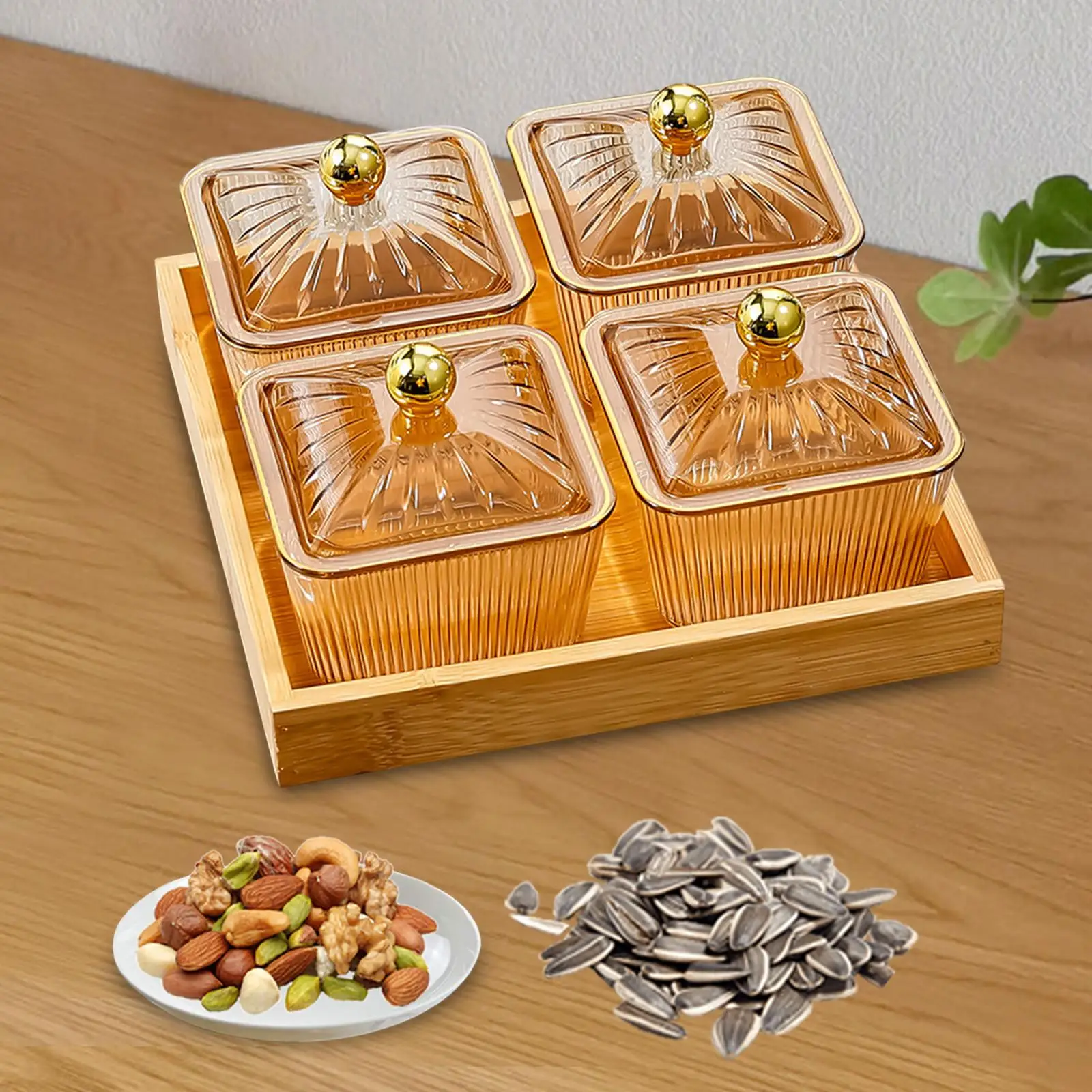 Condiment Serving Tray Decorative Dipping Bowl Set Divided Serving Dishes Dry Fruit Bowls for Dessert Snacks Cake Seasoning Nuts