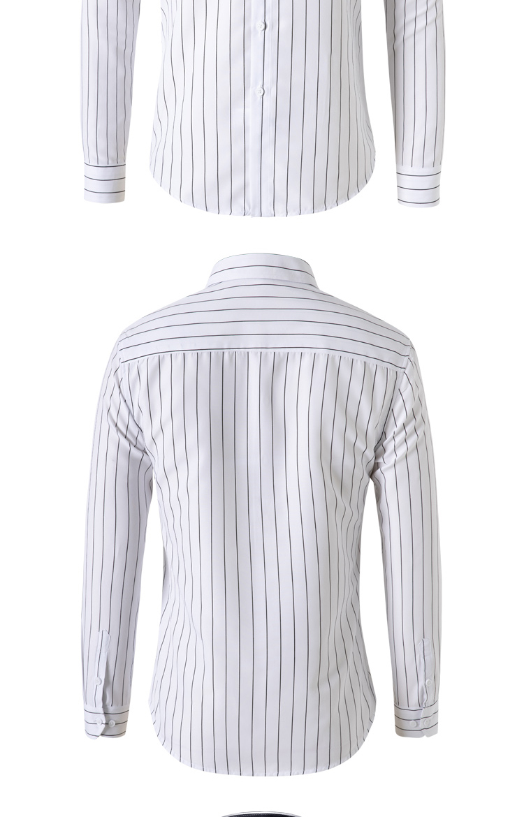 Title 5, Korean Long Sleeve Striped Shirt Men Clothing S...