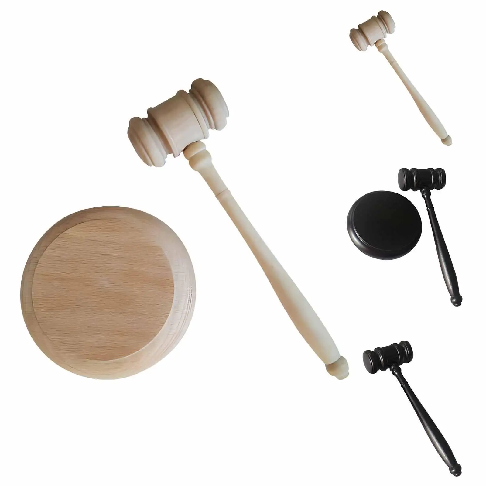 Wooden Gavel and Block Set 21cm Mallet Handmade Judge Gavels Hand Hammer Auction Mallet Toy for Meeting Courtroom Students Judge