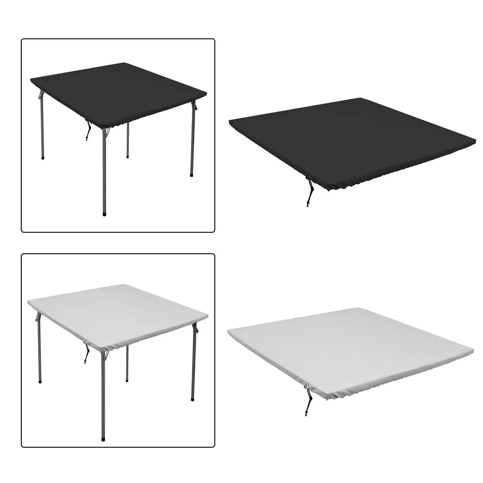 90Cmx90cm Square Fitted Table Cover Washable Polyester Stretchable Table Tablecloth for Picnic Party Indoor Home Decoration