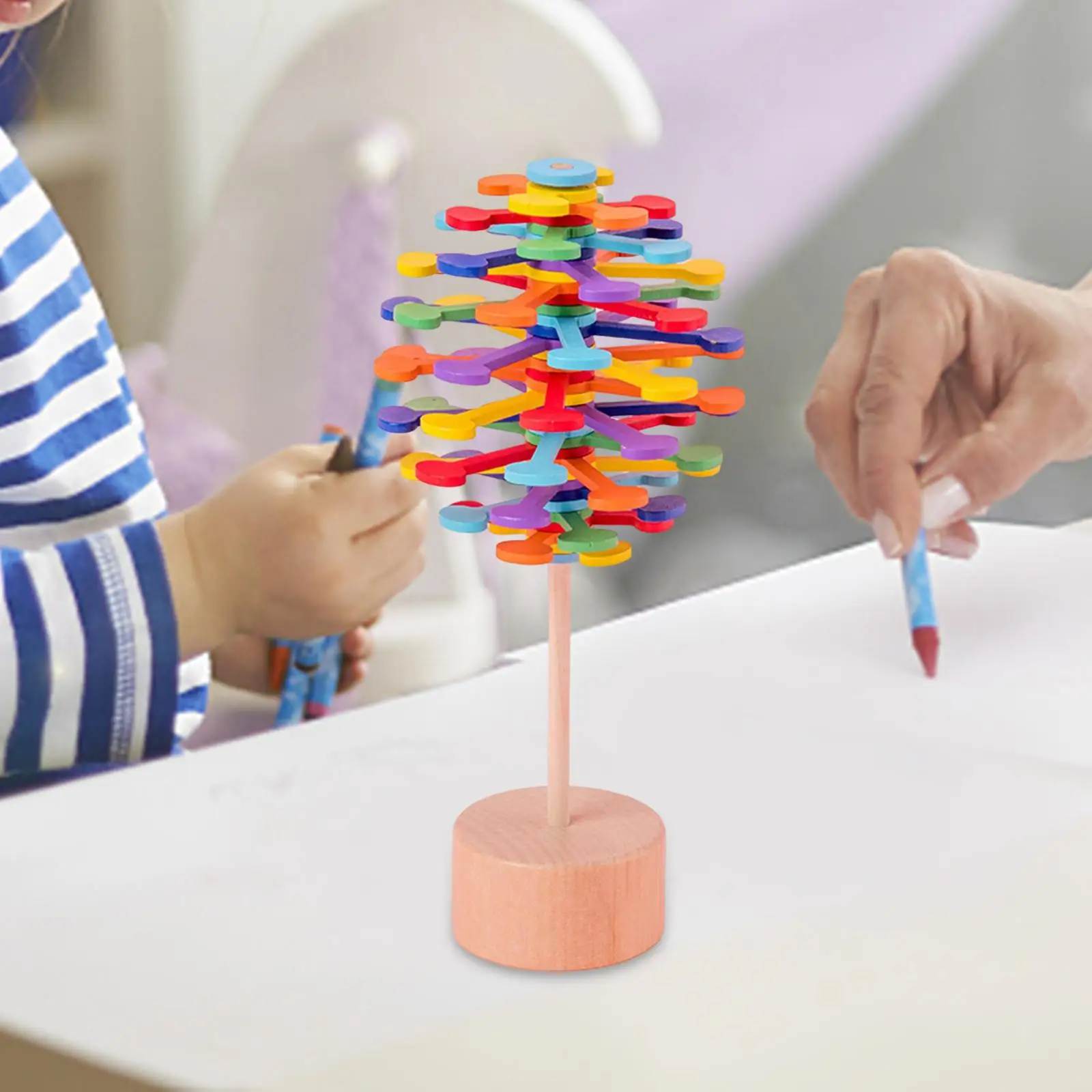 Multicolor Rotating Spiral Lollipop Wooden Rotary Spiral Lollipop for Birthday Party Favors