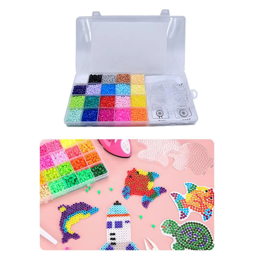 Hama Beads, Handmade Craft Puzzles Toys with Box Fuse Beads Craft Kit Pixel Art Bead for Kids