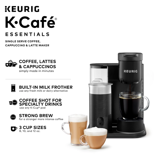 Keurig K-Cafe Single Serve K-Cup Coffee Maker with Milk Frother, Latte Maker  and Cappuccino Maker, Dark Charcoal - AliExpress