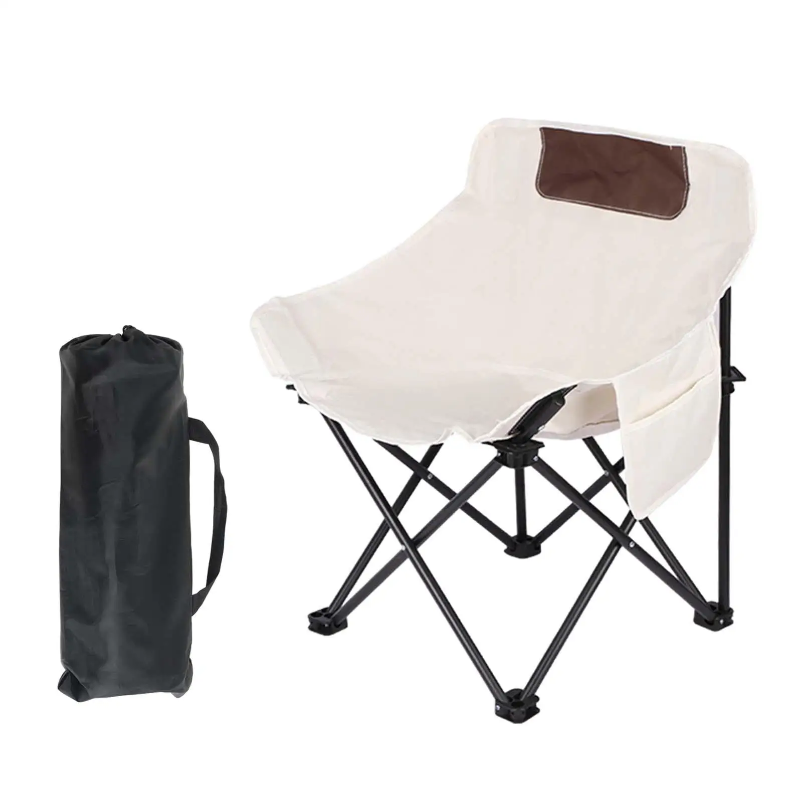 Folding Camping Chair with Side Pocket Beach Chair for Garden BBQ