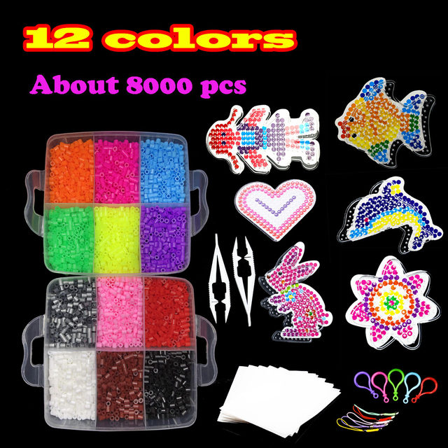 DIY Fuse Bead Kit 11000 Piece Fuse Beads Craft Kit - 20 Colors With Storage Box, Pegboards & Accessories Pearler Beads